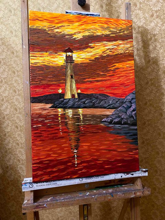 Sunset Lighthouse (Van Gogh Style)