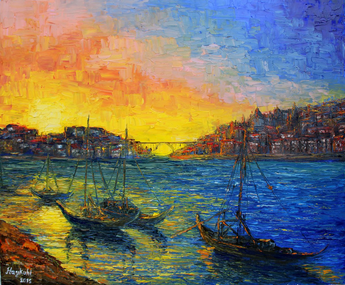 Impressionistic Cityscapes Oil Painting By Haykuhi Khachatryan, 24 X 20, Porto, Original Artwork