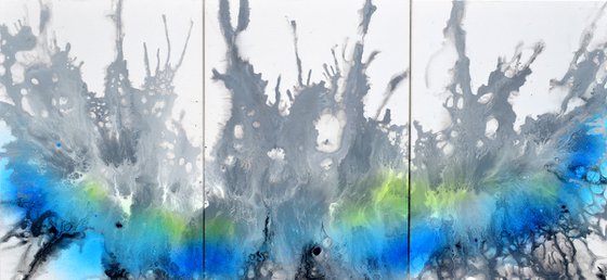 Astral Love XVIII 150x70cm, Fluid Art Painting Large Abstract XXL Peaceful Artwork Neutral Colours Painting