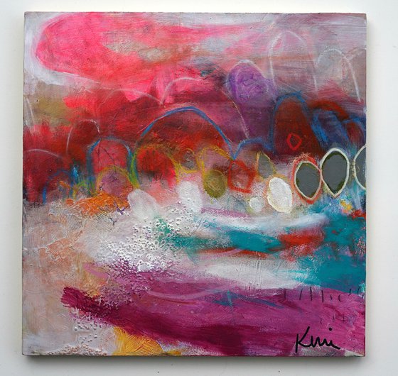 Happy Hallelujah 12x12" Cheerful Colors in an Abstract Expressionist Original Painting