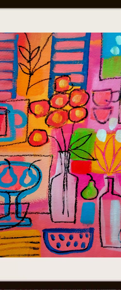 Still Life with Five White Tulips by Jan Rippingham