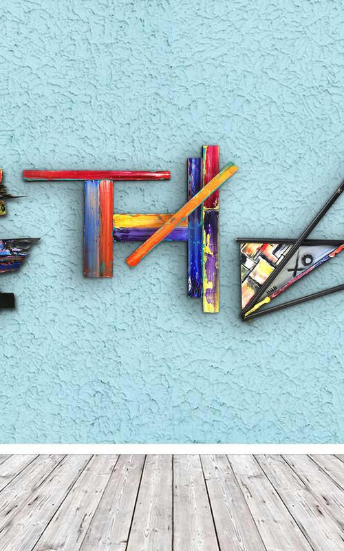 "All Messed Up" - Save As A Series - Original PMS Mixed Media Assemblage Sculptural Paintings On Fabric and Wood - 107 x 28 inches by Preston M. Smith (PMS)