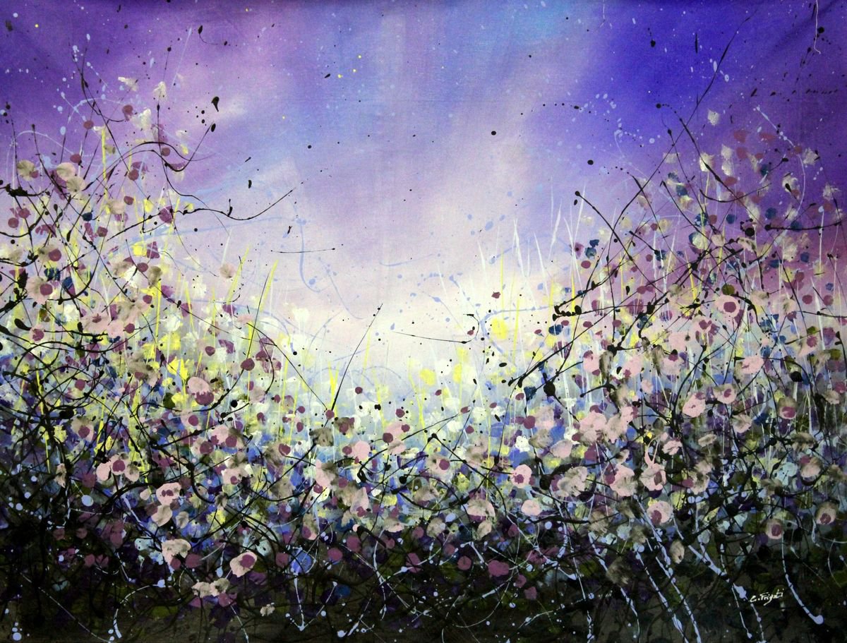 Star Rise #2 - Large 107x89cm - Original floral painting by Cecilia Frigati