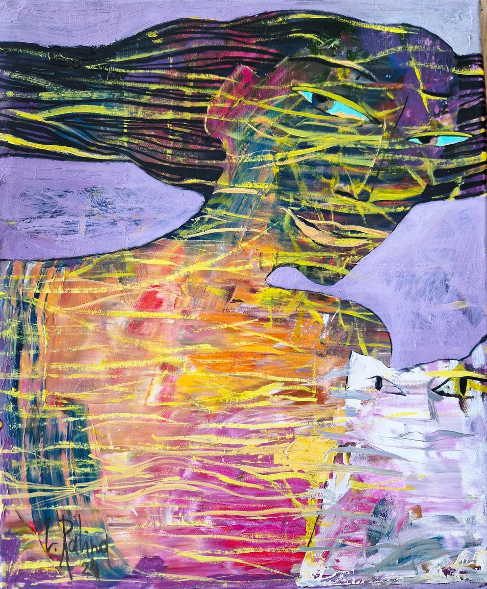 Organic Abstract Oil Painting By Yelena Ralina, 20 X 24", "Wonderful Return", Original Artwork