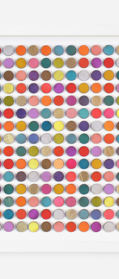 Two Hundred and Twenty Five 3D Painted Dots with Gold Original Painting by Amelia Coward