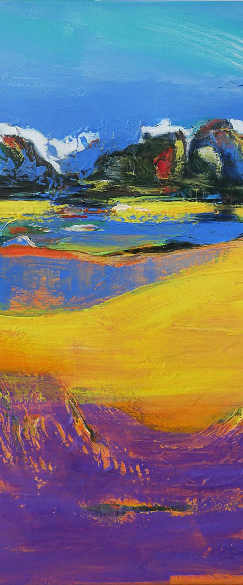A large contemporary landscape "Fresh Breeze in the Field" by Olesia Grygoruk