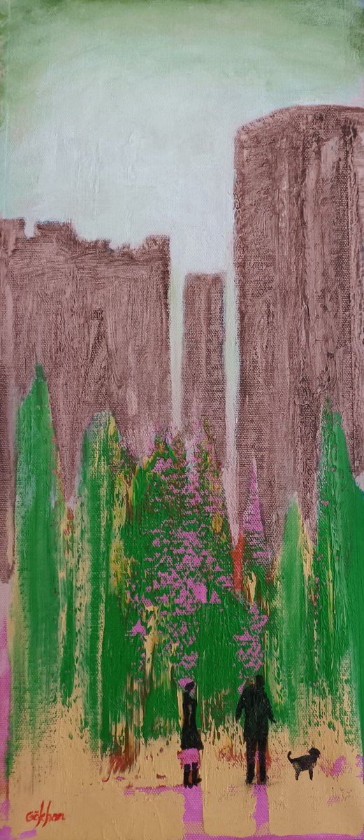 Urban And Pop Abstract Acrylic Painting By Gokhan Alpgiray, 9 X 22, A Bit If Oxygen, Original Artwork