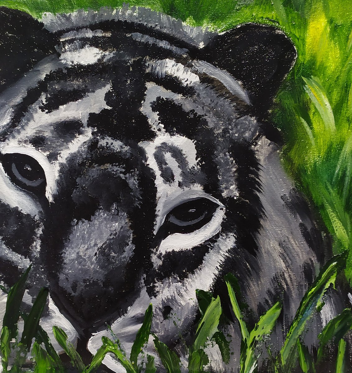Tiger cub, original animal face oil painting, Gift idea, art for home by Nataliia Plakhotnyk