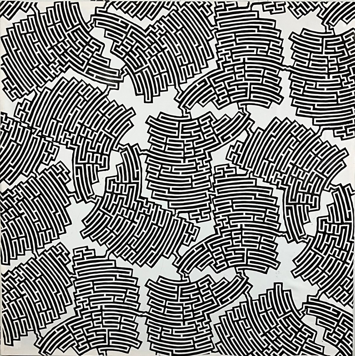 Geometric Linocut , Labyrinth #8 By Michael E. Voss, 45 X 45, Artwork For Sale On Artfinder
