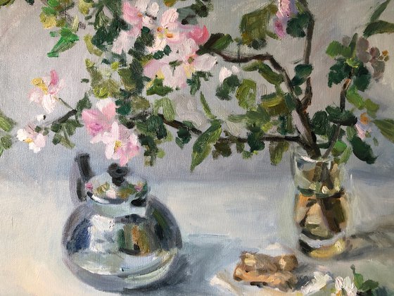 Still life with apple blossom