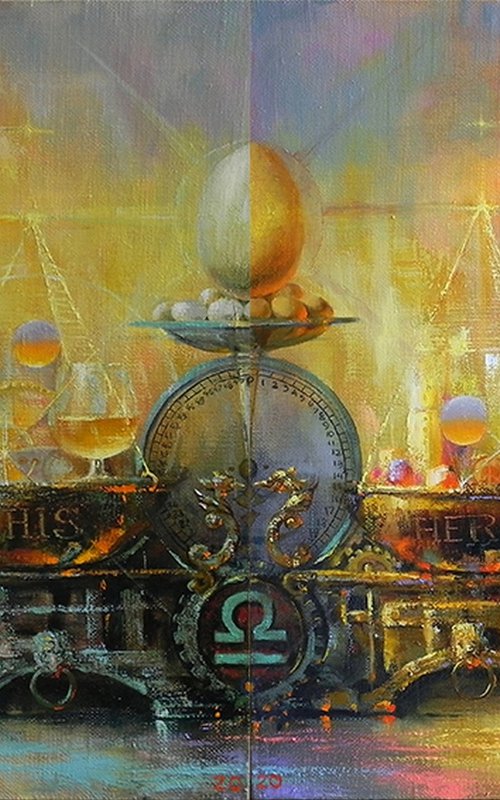 "Equilibrium" Diptych art Original art Oil on canvas Contemporary home decor. by Yurii Novikov