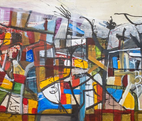 Untitled Abstract acrylic ink painting on paper by Ulugbek Doschanov
