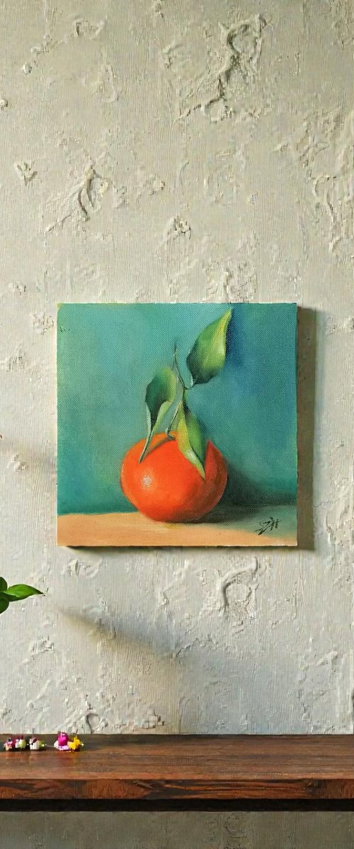 An Orange, still life painting by Susana Z. Harris