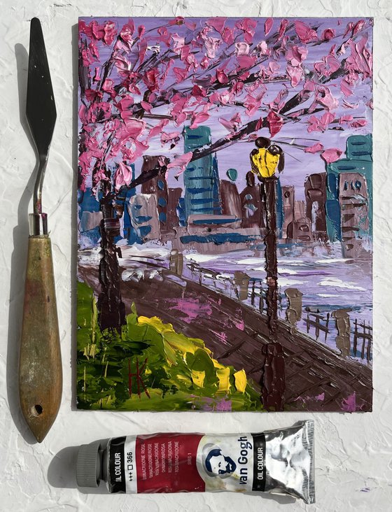 New York spring original oil painting