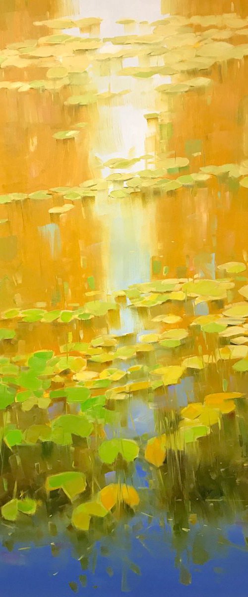 Waterlilies-Fall, Large Original oil Painting, Handmade artwork, One of a Kind by Vahe Yeremyan