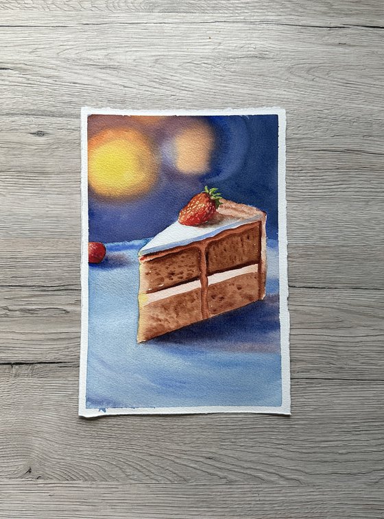 Celebration cake with strawberries