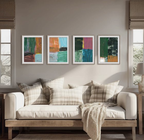 Set of 4 abstract paintings
