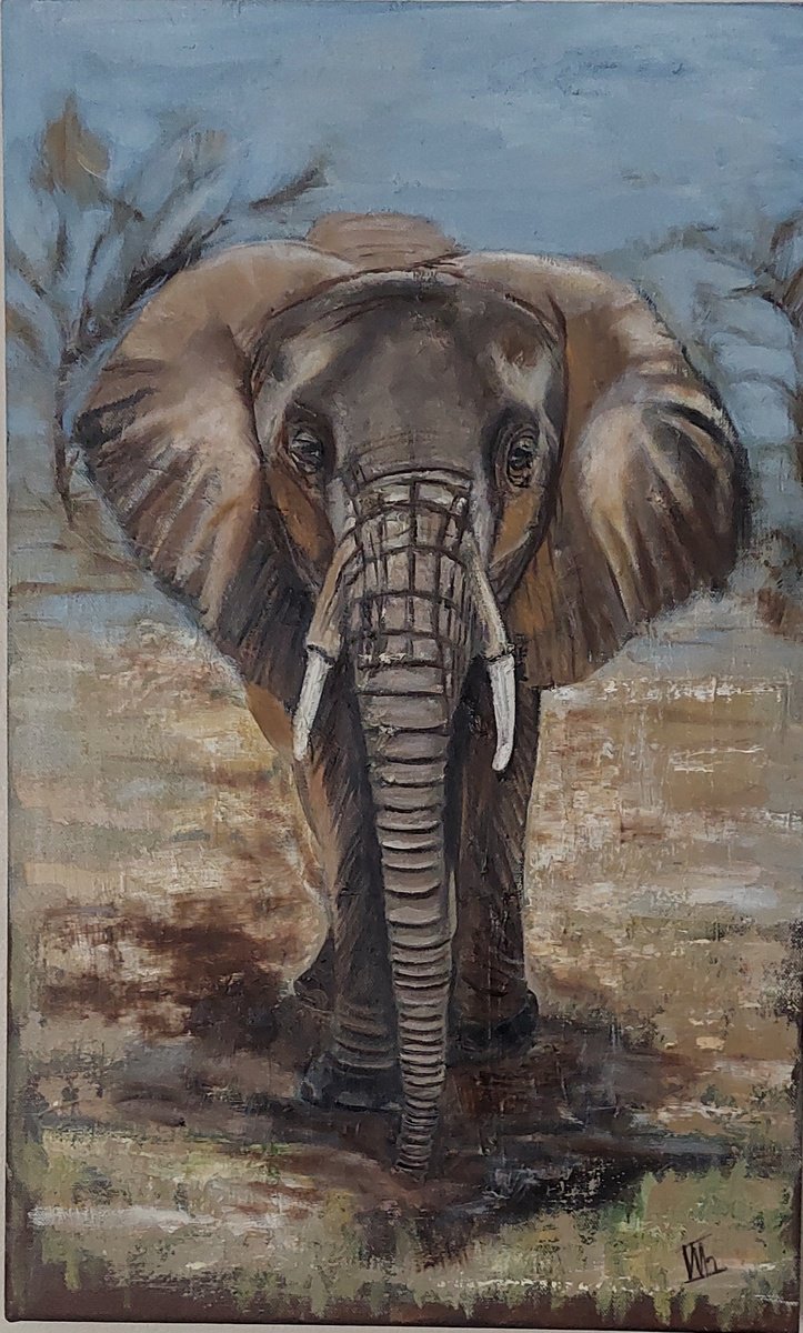 Expressive Oil Painting , Guardian Of The Savannah By Ira Whittaker, 14 X 23, Artwork For Sale On Artfinder