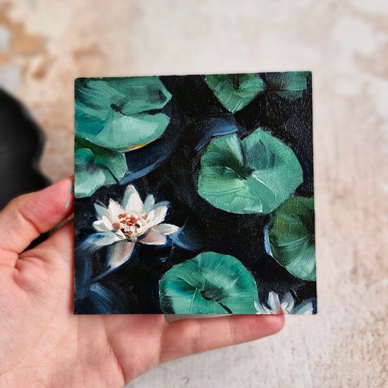 Water lily oil painting