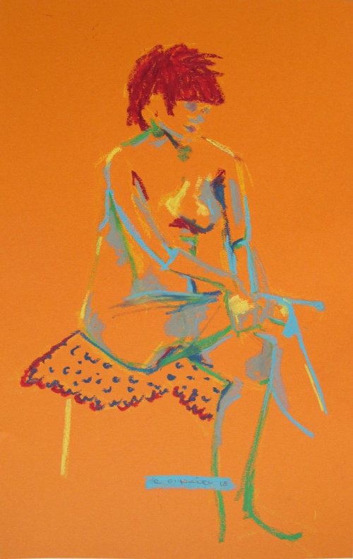 Nude on orange by Catherine O’Neill