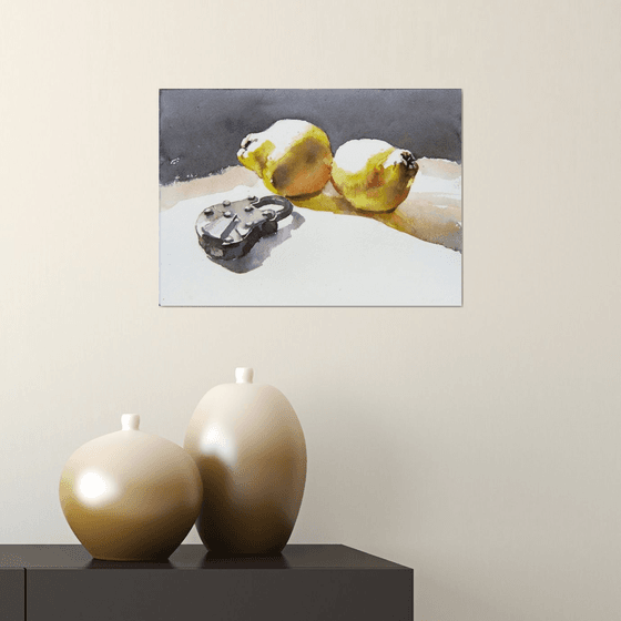 still life with quinces and old  padlock
