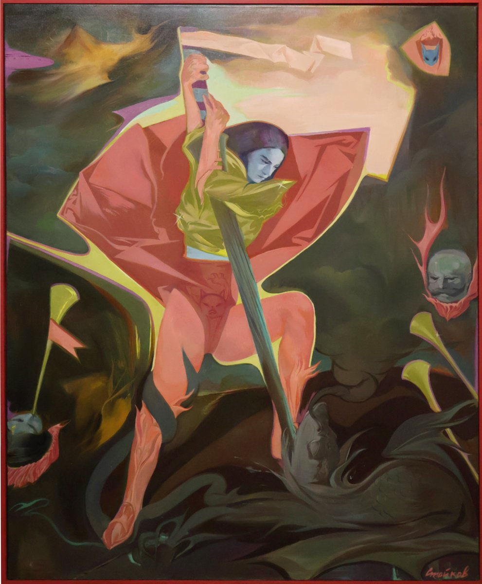 Expressive Portrait Oil Painting By Stefan Stoikov, 48 X 60", Dagon Fighter, Original Artwork