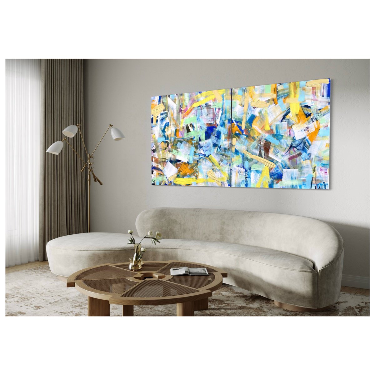 Abstract Acrylic Painting By Maria Esmar, 79 X 39", Come Away With Me, Original Artwork