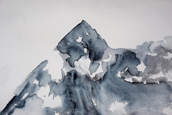 Mountain Painting, Misty Landscape Original Watercolor Painting, Cozy Home Decor