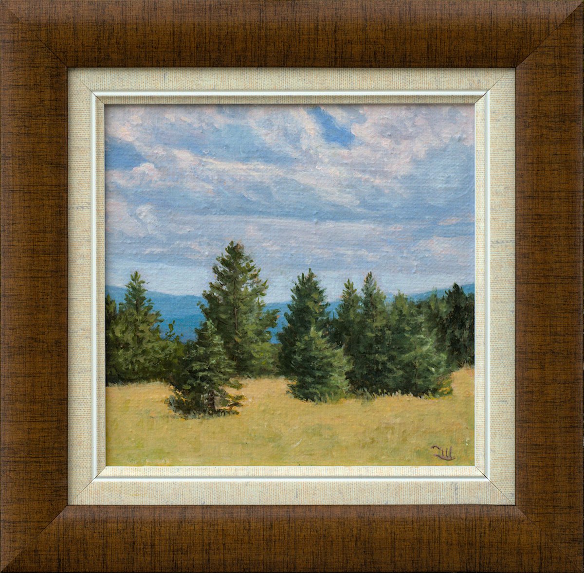 Impressionistic Landscape Oil Painting By Dejan Trajkovic, 10 X 10, Pines On Tara, Original Artwork