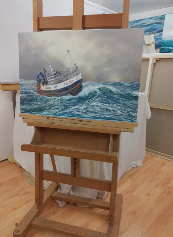 HOMEWARD BOUND IN HEAVY SEAS