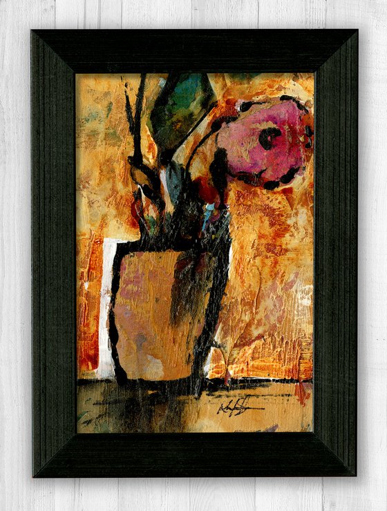 Days Of Romance 1 - Framed Textural Floral Abstract painting by Kathy Morton Stanion