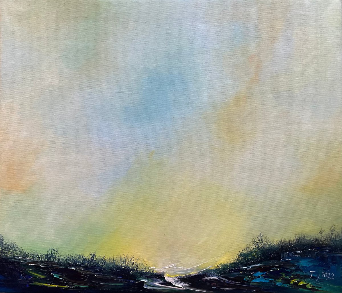 Impressionistic Landscape Oil Painting By Timea Valsami, 28 X 24", Little Wonderland, Original Artwork