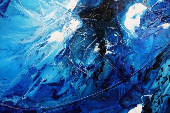 Pure Aquatic 200cm x 120cm Blue White Textured Abstract Art