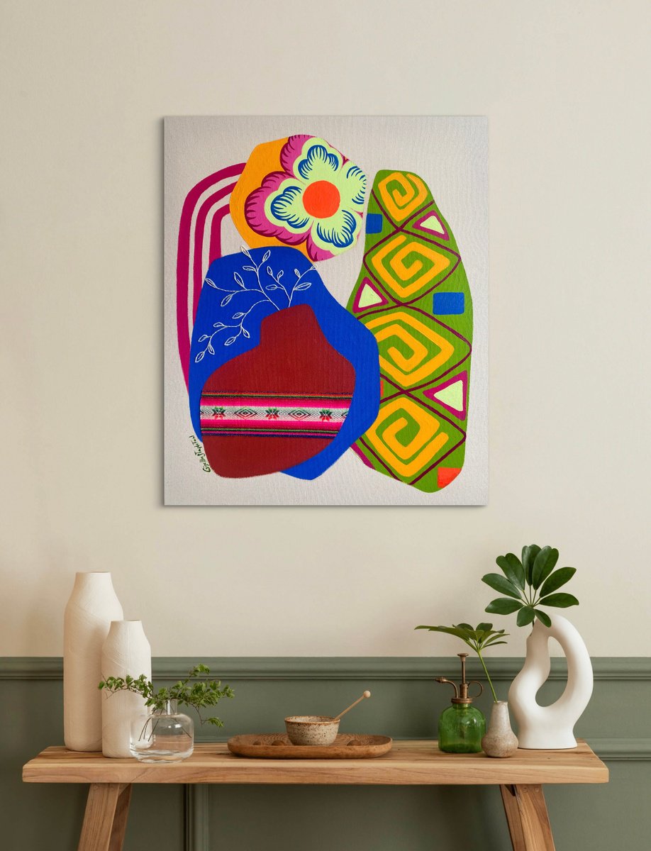 Organic Abstract Painting By Gisella Stapleton, 20 X 24, Andean Fantasy 13, Original Artwork