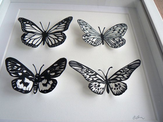 Framed and ready to hang - Lepidoptera (Butterflies, cut out lino prints)