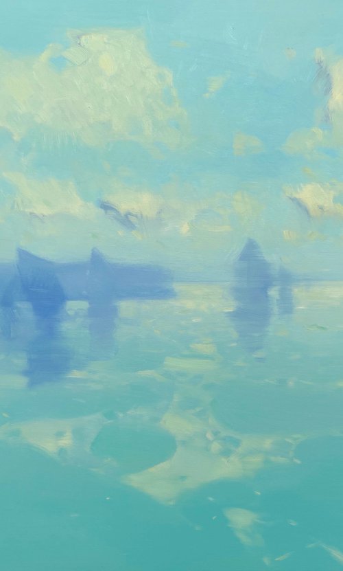 Sail Boats, Original oil painting, Handmade artwork, One of a kind by Vahe Yeremyan