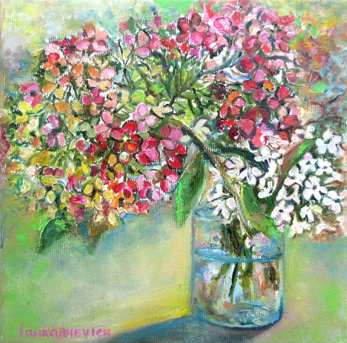Flower mood / Small Oil Painting 20x20cm. by Katia Ricci