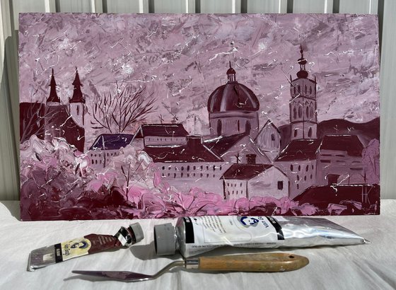 Lviv. Chocolate city. - original oil painting