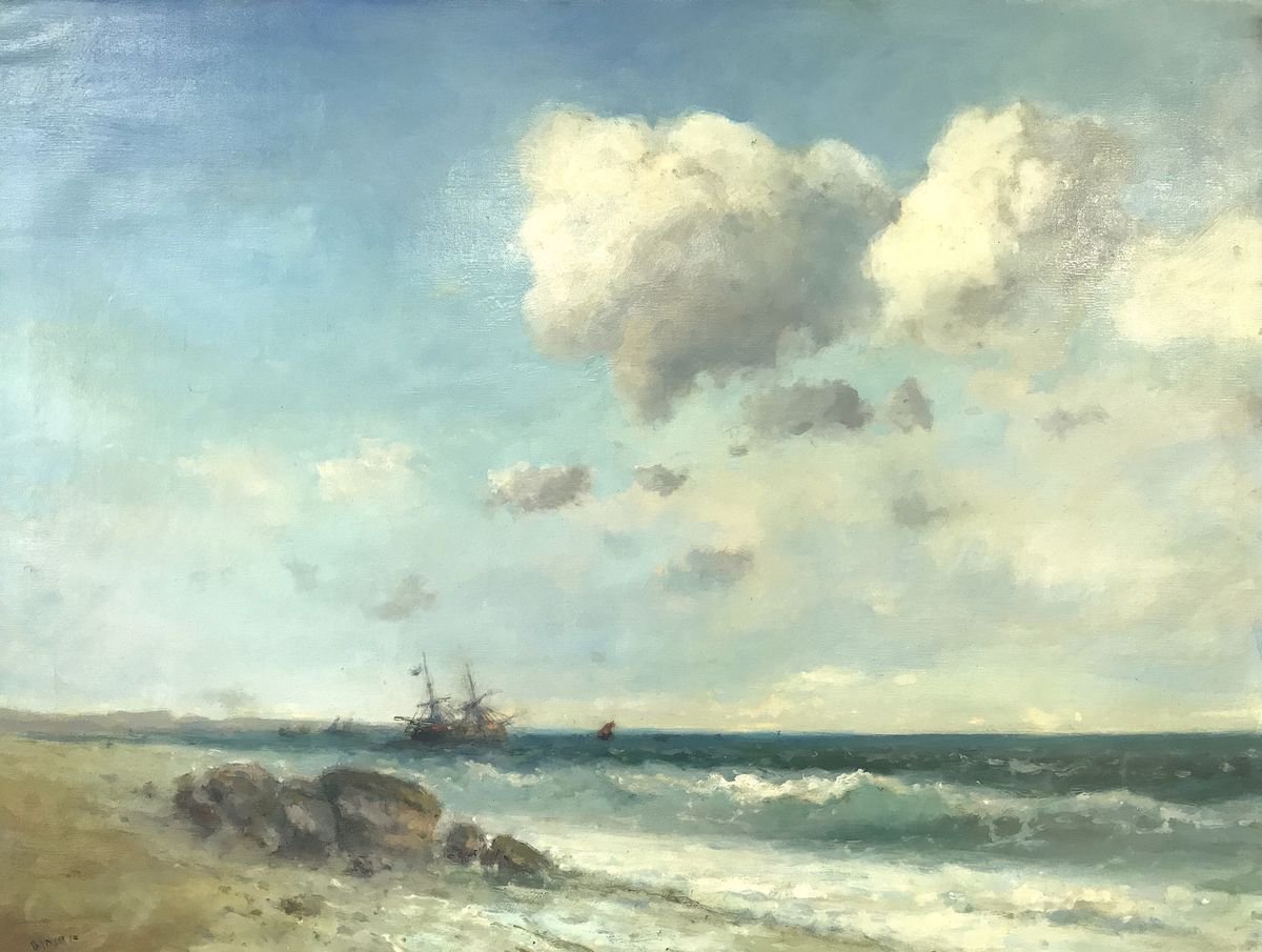 Ocean Side, Seascape, Original oil Painting, Handmade artwork, Museum Quality, Signed, One... by Karen Darbinyan