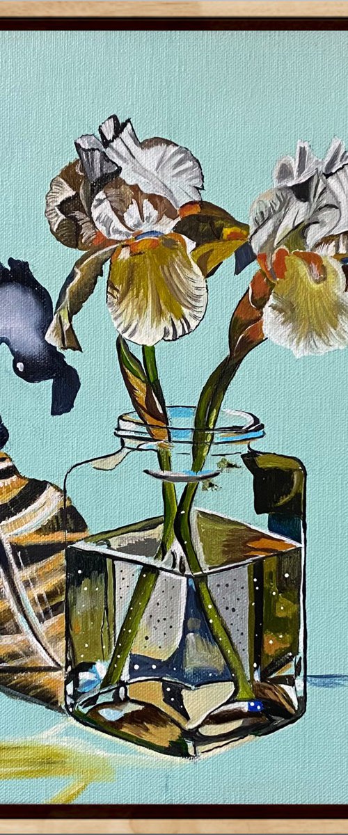 Irises in Glass by Wendy Peters
