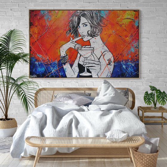 Happy Cocktail Hour 160cm x 100cm Textured Urban Pop Art