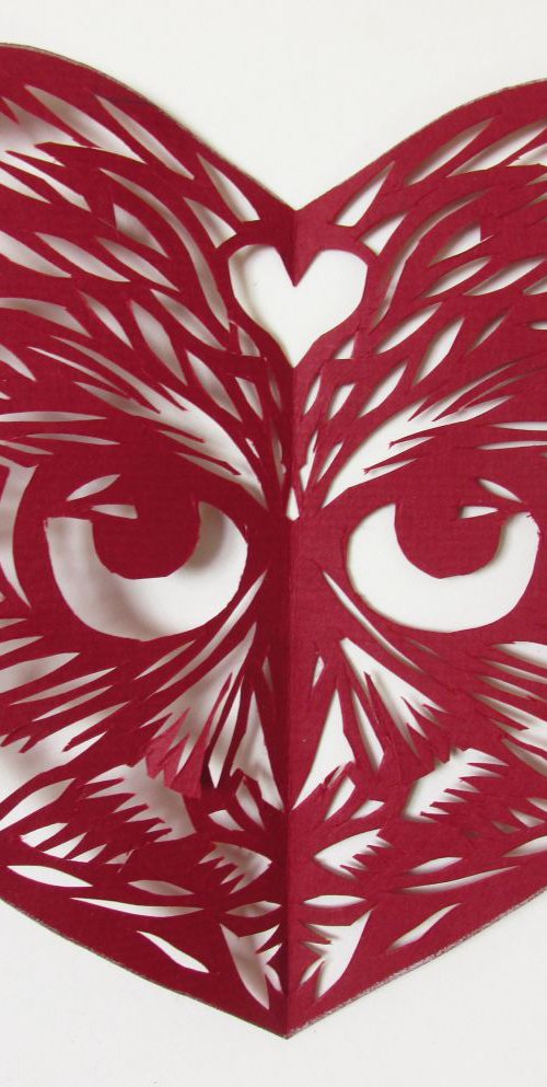 Valentine for the night owl ( paper cut) by Alfred  Ng