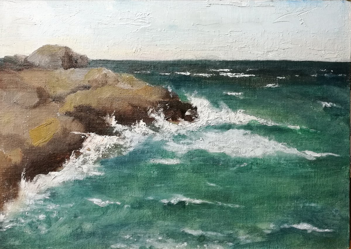 Impressionistic Landscape Oil Painting By Daniela Roughsedge, 12 X 8, A Day At Lobster Bay, Original Artwork
