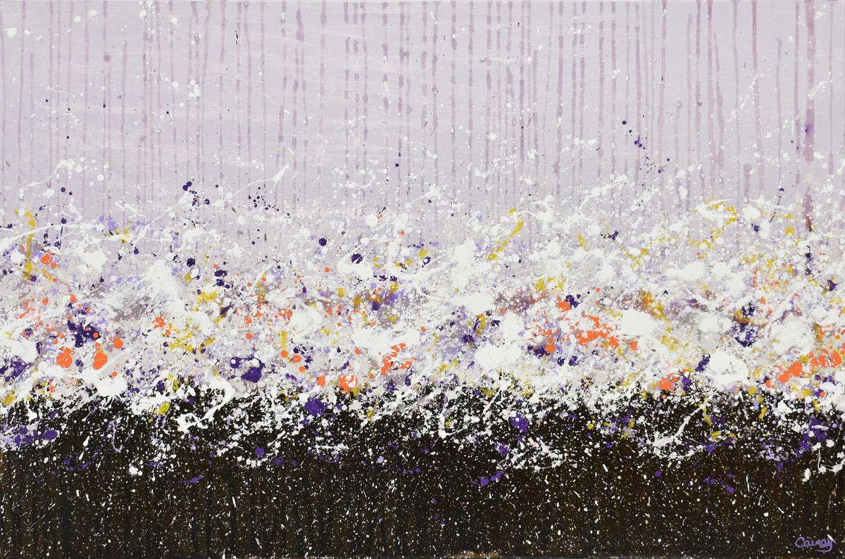 Abstract Landscape Acrylic Painting By Lisa Carney, 36 X 24", Midday Dream, Original Artwork