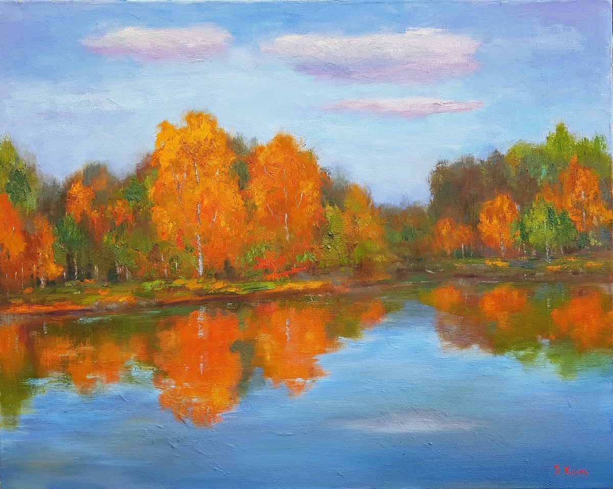 Impressionistic Landscape Oil Painting By Svetlana Grishkovec-Kiisky, 30 X 24", Gold Autumn, Original Artwork
