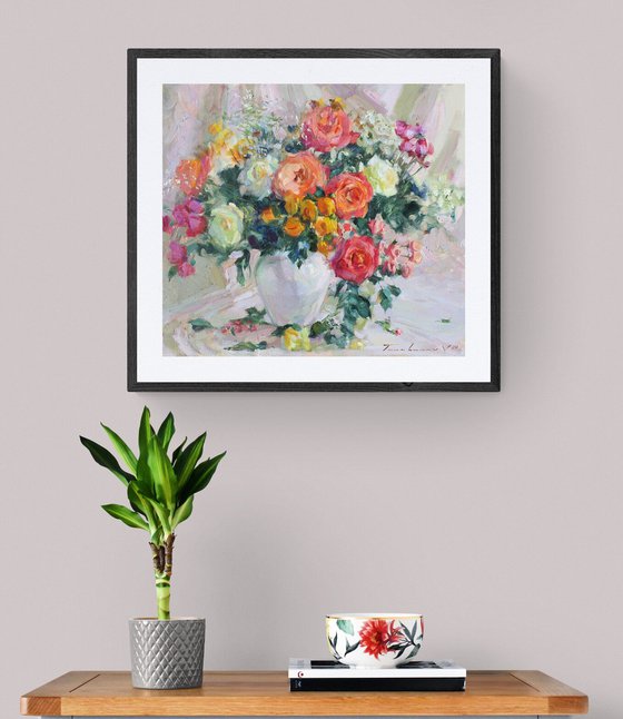 A bouquet of garden roses