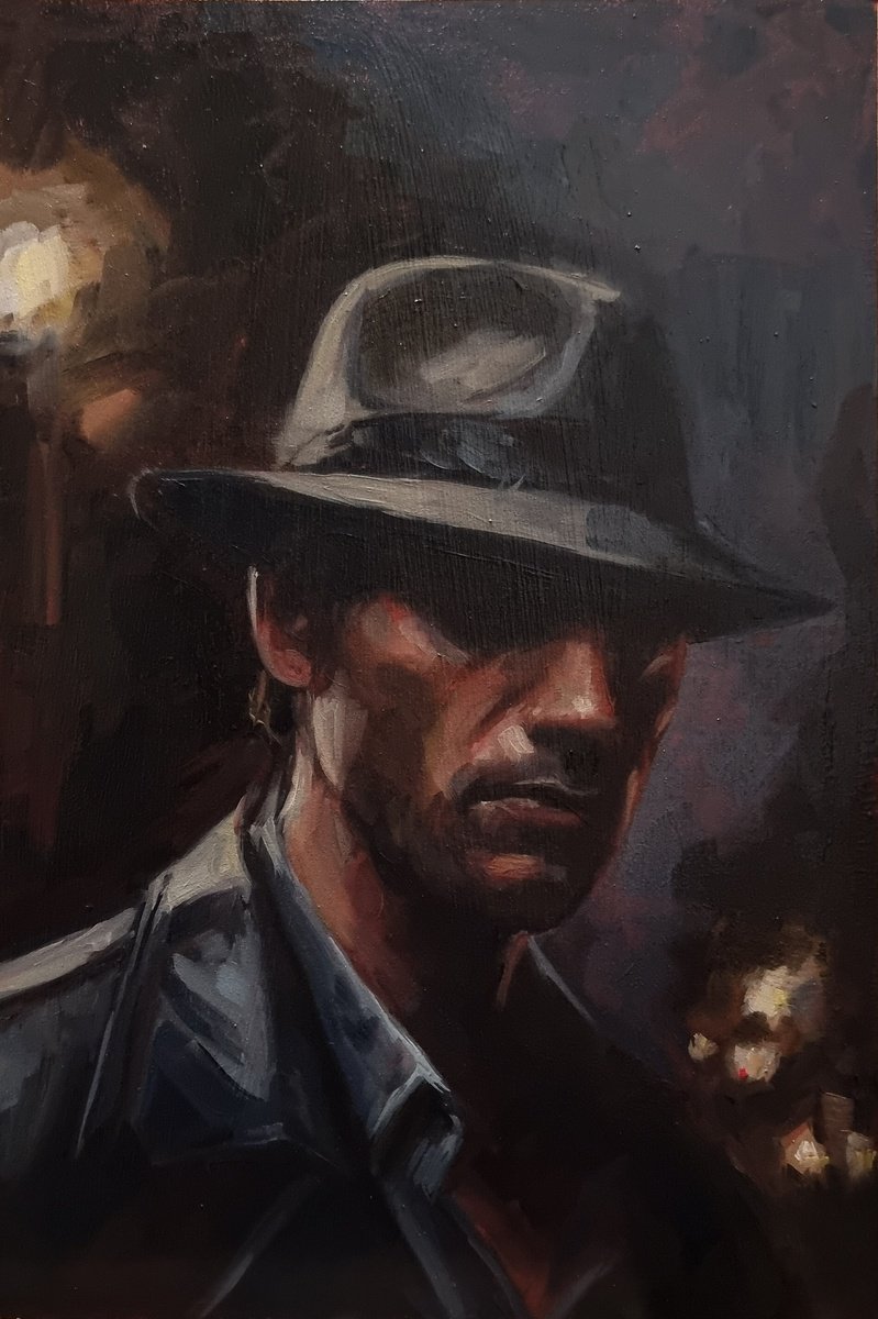 Expressive Portrait Oil Painting By Artmoods Tp, 9 X 13, Interlude 0125-01, Original Artwork