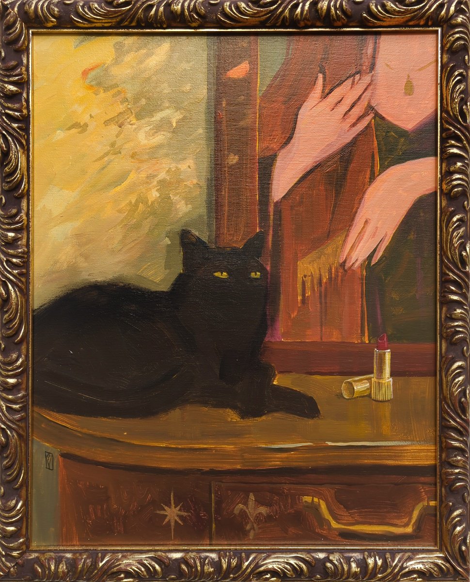 Impressionistic Portrait Acrylic Painting By Olha Vlasova, 18 X 22", Golden Hour, Original Artwork