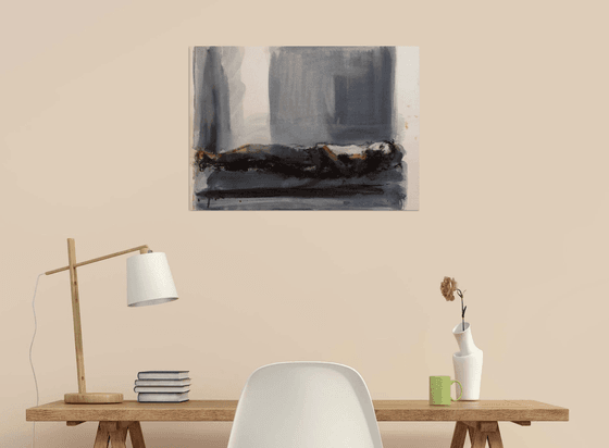 Woman lying on the Bed 63x45 cm