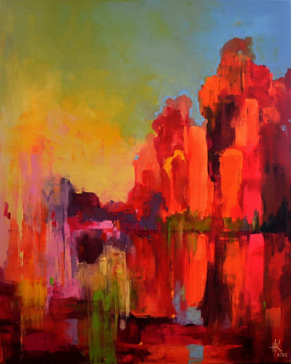 Organic Abstract Oil Painting By Zhanna Kondratenko, 31 X 39", Breath, Original Artwork